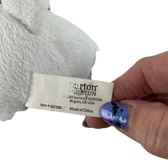 Burton+BURTON White Geogia French Bull Dog Plush 7" Red Black Cap Stuffed Puppy - Picture 6 of 6